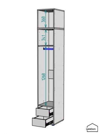 Шкаф с антресолью 400 мм Linnea MHR-1A-3 2450х400х510 (Графит-М 11.1.25) в Нижних Сергах - nizhnie-sergi.mebel-e96.ru