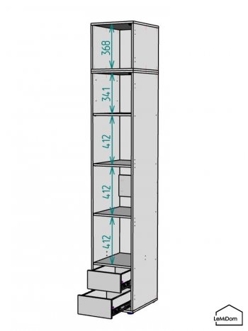 Шкаф с антресолью 400 мм Linnea MHR-1A-4 2450х400х510 (Графит-М 11.1.25) в Нижних Сергах - nizhnie-sergi.mebel-e96.ru