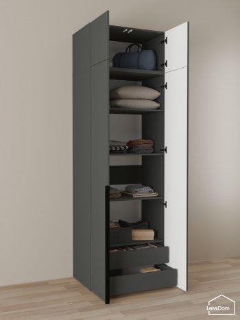 Шкаф с антресолью 800 мм Linnea MHR-2A-4 2450х800х510 (Графит-М 11.1.25) в Нижних Сергах - nizhnie-sergi.mebel-e96.ru