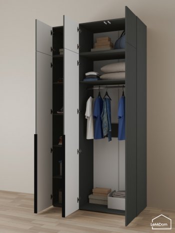Шкаф с антресолью 1200 мм Linnea MHR-3A-1 2450х1200х510 (Графит-М 11.1.25) в Нижних Сергах - nizhnie-sergi.mebel-e96.ru
