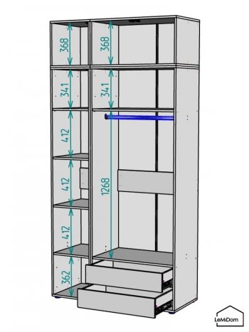 Шкаф с антресолью 1200 мм Linnea MHR-3A-2 2450х1200х510 (ДВ-М 11.1.25) в Нижних Сергах - nizhnie-sergi.mebel-e96.ru