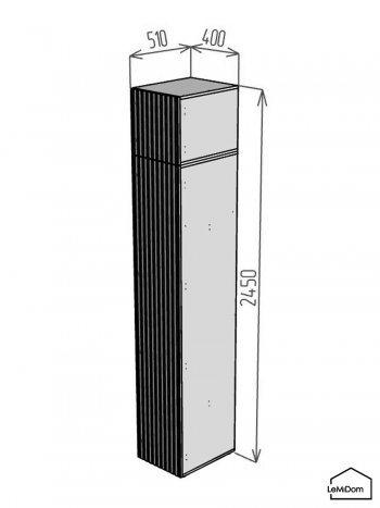 Шкаф с антресолью 400 мм Linnea MHR-1A-1 2450х400х510 (Графит-М 11.1.25) в Нижних Сергах - nizhnie-sergi.mebel-e96.ru