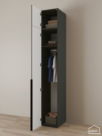 Шкаф с антресолью 400 мм Linnea MHR-1A-1 2450х400х510 (Графит-М 11.1.25) в Нижних Сергах - nizhnie-sergi.mebel-e96.ru