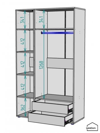 Шкаф Linnea MHR-3-2 2050х1200х510 (Белый-М 11.1.2) в Нижних Сергах - nizhnie-sergi.mebel-e96.ru