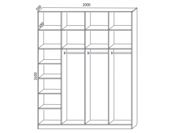 Шкаф распашной 2000 мм М6-4.6 Б+П+П+П 200 + антресоль (М6) в Нижних Сергах - nizhnie-sergi.mebel-e96.ru