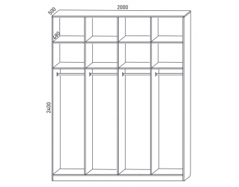 Шкаф распашной 2000 мм  М6-4.1.1 П+П+П+П 200 + антресоль (М6) в Нижних Сергах - nizhnie-sergi.mebel-e96.ru
