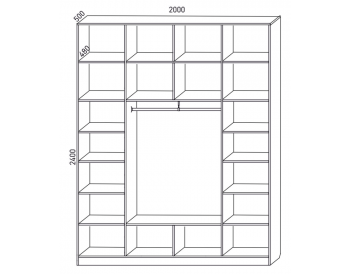 Шкаф распашной 2000 мм М6-4.2 Б+П+Б 200 + антресоль (М6) в Нижних Сергах - nizhnie-sergi.mebel-e96.ru
