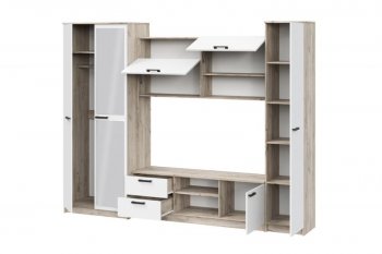 Стенка Марта-12 дуб крафт серый/белый (ИЦ) в Нижних Сергах - nizhnie-sergi.mebel-e96.ru