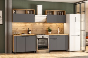 Кухонный гарнитур Монако 2000 мм графит (СВ) в Нижних Сергах - nizhnie-sergi.mebel-e96.ru