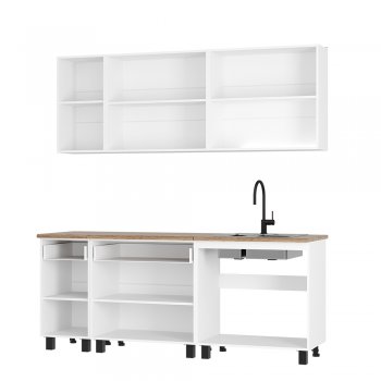 Кухонный гарнитур Монтана 2000 мм белый/графит (БТС) в Нижних Сергах - nizhnie-sergi.mebel-e96.ru