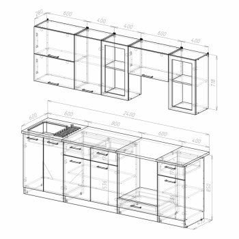 Кухонный гарнитур Ника базис 2400 мм (Герда) в Нижних Сергах - nizhnie-sergi.mebel-e96.ru