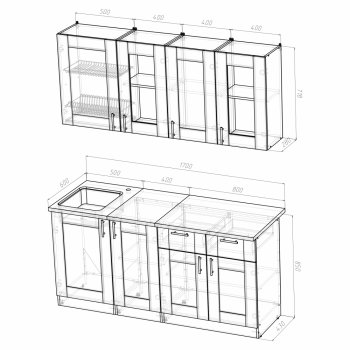 Кухонный гарнитур Ника демо 1700 мм (Герда) в Нижних Сергах - nizhnie-sergi.mebel-e96.ru