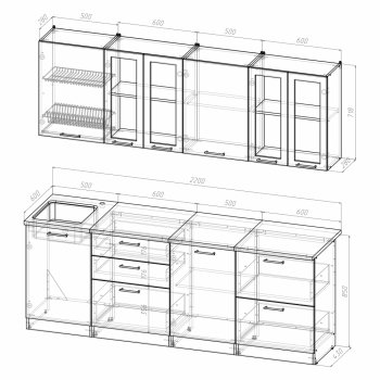 Кухонный гарнитур Ника компакт 2200 мм (Герда) в Нижних Сергах - nizhnie-sergi.mebel-e96.ru