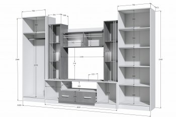 Стенка Николь-2 крафт серый/кашемир (Зарон) в Нижних Сергах - nizhnie-sergi.mebel-e96.ru