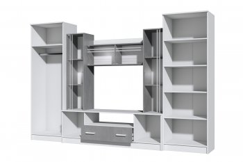 Стенка Николь-2 белый/бетонный камень(Зарон) в Нижних Сергах - nizhnie-sergi.mebel-e96.ru