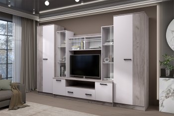 Стенка Николь-2 крафт серый/кашемир (Зарон) в Нижних Сергах - nizhnie-sergi.mebel-e96.ru