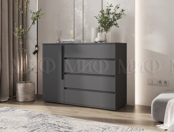 Комод 1 дверь 4 ящика (1200) Норд, графит (Миф) в Нижних Сергах - nizhnie-sergi.mebel-e96.ru