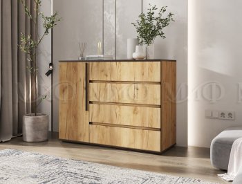 Комод 1 дверь 4 ящика (1200) Норд, дуб крафт (Миф) в Нижних Сергах - nizhnie-sergi.mebel-e96.ru