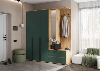 Прихожая Норд+Шкаф 1200, крафт/изумруд (Миф) в Нижних Сергах - nizhnie-sergi.mebel-e96.ru