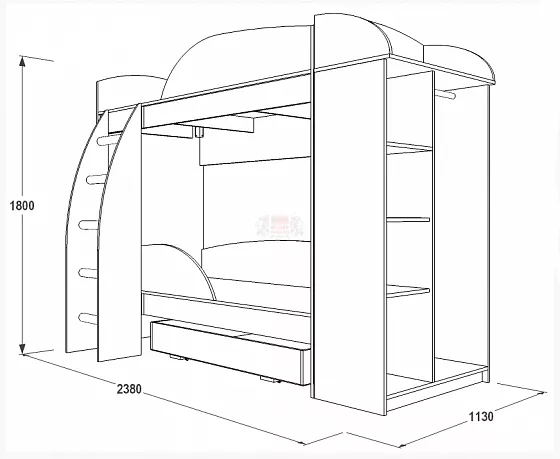 Кровать двухъярусная Омега-4А ЛДСП в Нижних Сергах - nizhnie-sergi.mebel-e96.ru