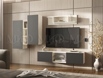 Стенка Оскар крафт белый/графит (Миф) в Нижних Сергах - nizhnie-sergi.mebel-e96.ru