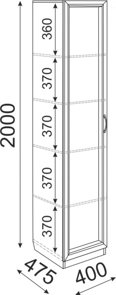 Пенал Остин М03 полки 400 (Риннер) в Нижних Сергах - nizhnie-sergi.mebel-e96.ru