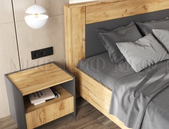 Кровать парящая Остин крафт/графит (Миф) в Нижних Сергах - nizhnie-sergi.mebel-e96.ru