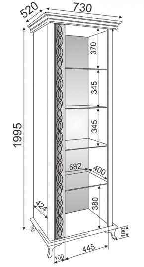 Пенал-витрина М01 Скарлетт (Риннер) в Нижних Сергах - nizhnie-sergi.mebel-e96.ru