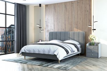 Кровать двуспальная Рино светло-серый (БМ) в Нижних Сергах - nizhnie-sergi.mebel-e96.ru