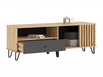 Тумба ТВ (1500) Роджина крафт/графит (Миф) в Нижних Сергах - nizhnie-sergi.mebel-e96.ru