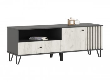 Тумба ТВ (1500) Роджина крафт белый/графит (Миф) в Нижних Сергах - nizhnie-sergi.mebel-e96.ru