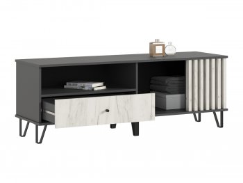 Тумба ТВ (1500) Роджина крафт белый/графит (Миф) в Нижних Сергах - nizhnie-sergi.mebel-e96.ru