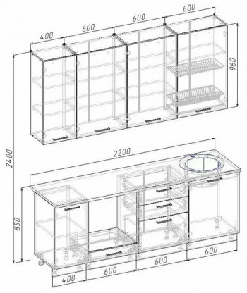 Кухонный гарнитур Бланка 2200 мм (Санвут) в Нижних Сергах - nizhnie-sergi.mebel-e96.ru