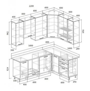 Угловой кухонный гарнитур Роза 2200*1600 мм Sanvut в Нижних Сергах - nizhnie-sergi.mebel-e96.ru
