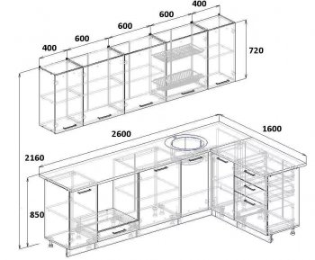Угловой кухонный гарнитур Роза 2600*1600 мм Sanvut в Нижних Сергах - nizhnie-sergi.mebel-e96.ru