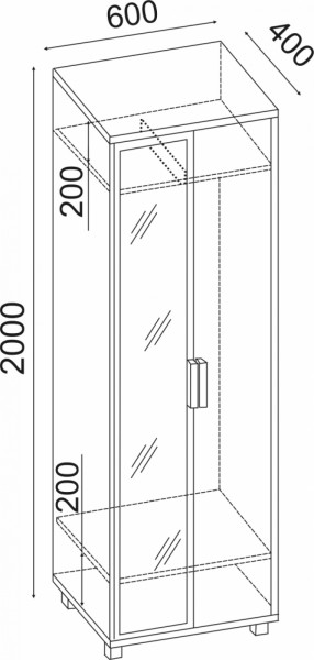 Шкаф 600 с зеркалом West (Риннер) в Нижних Сергах - nizhnie-sergi.mebel-e96.ru