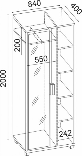 Шкаф 800 с зеркалом West (Риннер) в Нижних Сергах - nizhnie-sergi.mebel-e96.ru