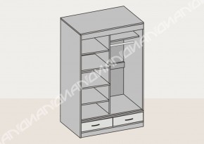 Шкаф-купе 2-х дверный с ящиками и зеркалом (арт. 008) 1150 мм (Диал) в Нижних Сергах - nizhnie-sergi.mebel-e96.ru