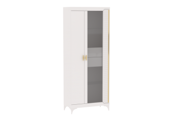 Пенал со стеклом широкий NEW Сиде Белый (СБК) в Нижних Сергах - nizhnie-sergi.mebel-e96.ru