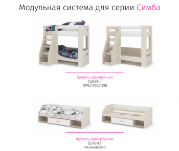 Набор детской мебели Симба дуб-белый глянец (СтендМ) в Нижних Сергах - nizhnie-sergi.mebel-e96.ru