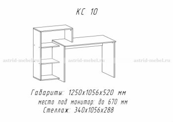 Компьютерный стол №10 (АстридМ) в Нижних Сергах - nizhnie-sergi.mebel-e96.ru