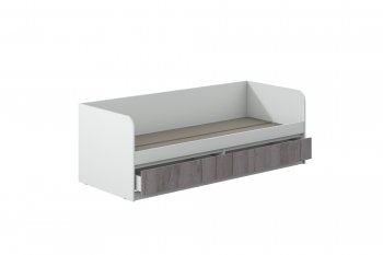 Кровать Соната 900 белый/крафт серый (Зарон) в Нижних Сергах - nizhnie-sergi.mebel-e96.ru