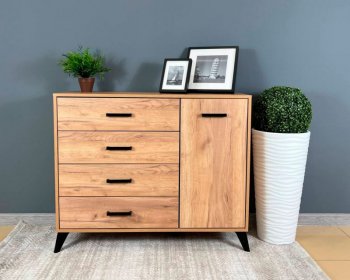 Комод-Тумба (1дв,4ящ) SVETLANA LOFT, дуб золотой (Генезис) в Нижних Сергах - nizhnie-sergi.mebel-e96.ru