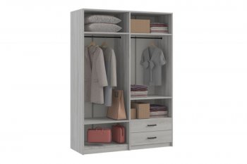 Шкаф 1500 мм  4-х ств. с зеркалом 2 ящ. SVETLANA LOFT, сосна белая (Генезис) в Нижних Сергах - nizhnie-sergi.mebel-e96.ru