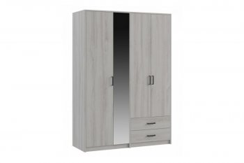 Шкаф 1500 мм  4-х ств. с зеркалом 2 ящ. SVETLANA LOFT, сосна белая (Генезис) в Нижних Сергах - nizhnie-sergi.mebel-e96.ru