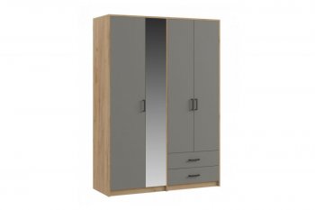 Шкаф 1500 мм  4-х ств. с зеркалом 2 ящ. SVETLANA LOFT, Дуб золотой/Серый (Генезис) в Нижних Сергах - nizhnie-sergi.mebel-e96.ru