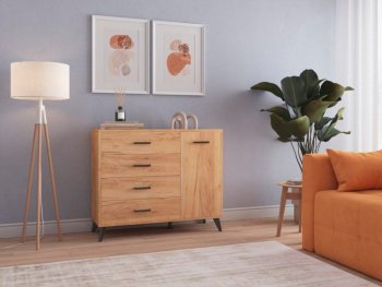 Комод-Тумба (1дв,4ящ) SVETLANA LOFT, дуб золотой (Генезис) в Нижних Сергах - nizhnie-sergi.mebel-e96.ru