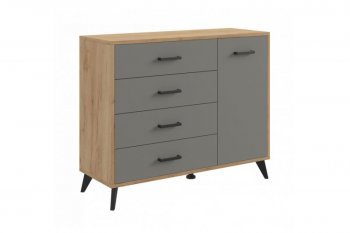 Комод-Тумба (1дв,4ящ) SVETLANA LOFT, дуб золотой/серый (Генезис) в Нижних Сергах - nizhnie-sergi.mebel-e96.ru