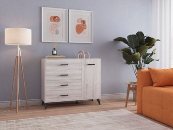 Комод-Тумба (1дв,4ящ) SVETLANA LOFT, сосна белая (Генезис) в Нижних Сергах - nizhnie-sergi.mebel-e96.ru