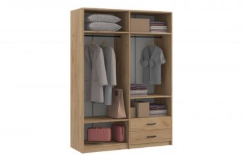 Шкаф 1500 мм  4-х ств. с зеркалом 2 ящ. SVETLANA LOFT, дуб золотой (Генезис) в Нижних Сергах - nizhnie-sergi.mebel-e96.ru